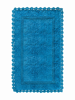 Коврик для ванной 60х100см DE'NASTIA кружево синий хлопок 100% 000000000001181261