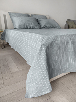 Комплект постельного бельяЕвроDE'NASTIA(пододеяльник200х220см простыня230х260см наволочки50x70см-2шт/70х70см-2шт)ИдиллияПолоска/КлеткаСерыйЖатыйХлопок 000000000001227513