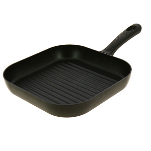 Сковорода Гриль 26х26х4,5см FORA бакелитовая ручка черный алюминий 000000000001187841