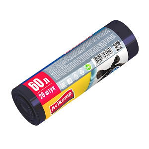 AV Avikomp Пакеты для мусора повышенной прочности, 60л, 20шт./рулон, черные AV0229 000000000001091694