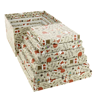 Коробка подарочная 25x25x15см РУТАУПАК Веселый Санта квадратная 000000000001208359
