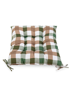 Подушка на стул 40x40см Клетка крупная коричневый/зеленый полиэстер 000000000001229003
