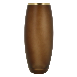 Ваза стеклянная бочка высотой 26 см, Тонировка Горький шоколад, золотой ободок.7736/250/rt0015 000000000001191040