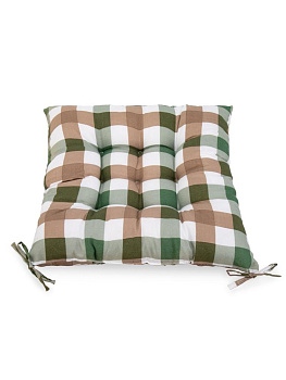 Подушка на стул 40x40см Клетка крупная коричневый/зеленый полиэстер 000000000001229003