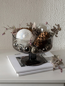 Ваза-конфетница на ножке 15x15x15см DE'NASTIA Египет чёрный стекло 000000000001225008