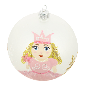 Декоративное украшение Шар №5 D9,5см БИРЮСИНКА Принцесса белый стекло 000000000001207656