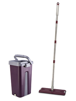 Набор для уборки пола(швабра с 2 насадками + ведро с отжимом)фиолетовый пластик 000000000001228755
