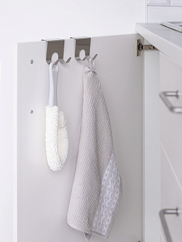 Крючок на кухонную дверцу 2 крючка 6,8x6,2x2,2см DE'NASTIA серый нержавеющая сталь 000000000001212662