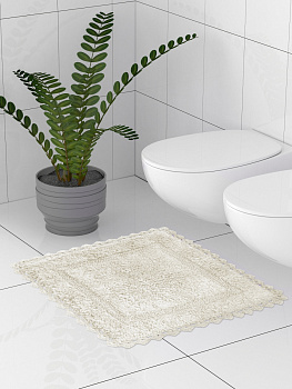 Коврик для туалета 50x50см DE'NASTIA кружево молочный хлопок 000000000001181264