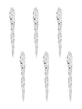 Декоративное украшение Сосулька на елку 13см 6шт прозрачная пластик 000000000001228118