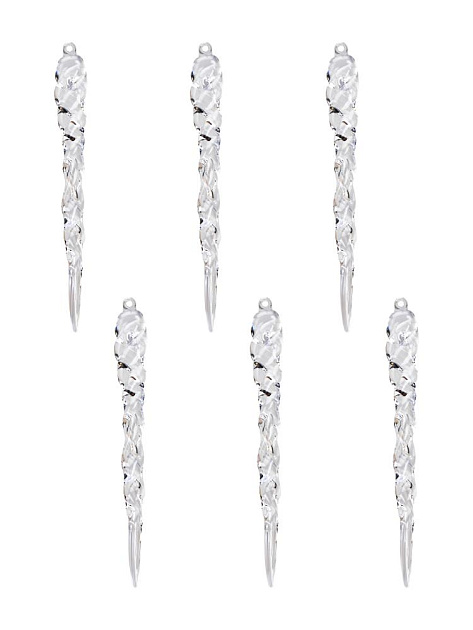 Декоративное украшение Сосулька на елку 13см 6шт прозрачная пластик 000000000001228118