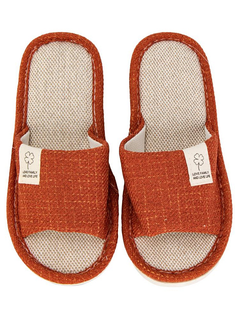 Тапочки домашние 40-41 женские открытые текстильные терракотовый полиэстер/ПВХ 000000000001228898