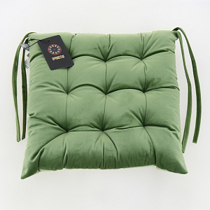 Подушка на стул 40х40см DE'NASTIA зеленая велюр 100% полиэстер 000000000001209650