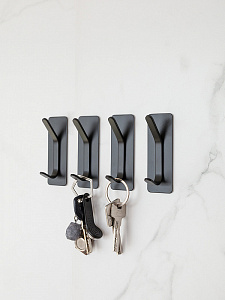 Набор крючков 4шт 8,5x3см DE'NASTIA черный матовый нержавеющая сталь с порошковым покрытием 000000000001230226