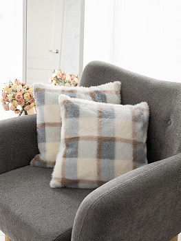 Наволочки декоративные 2шт 45х45см DE'NASTIA Mink бежевый/голубой полиэстер 000000000001231170