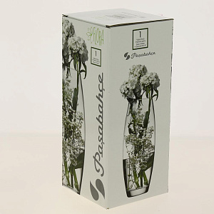 Ваза стеклянная "Капля" высотой 26 см, ручной авторский рисунок с объемом "Ландыши" 2598/260/77-651 000000000001191030