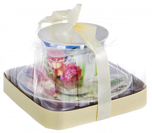 Пара чайная 220мл//блюдце OLAFF Ваза с цветами Флора подарочная упаковка фарфор 000000000001197806