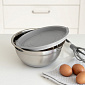 Миска для приготовления 2,4л 22см DE'NASTIA с крышкой серый нержавеющая сталь/силикон