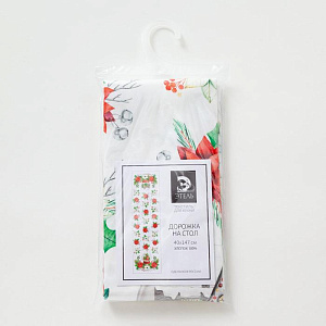 Дорожка на стол "Christmas red flowers" 40х147см, 100% хлопок, саржа 190гр/м2 5135203 000000000001202293