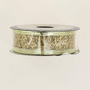 Новогодняя лента Золотой орнамент из полиэстера на картонной катушке с запаянной кромкой 270x2,5x0,01см 82320 000000000001201781