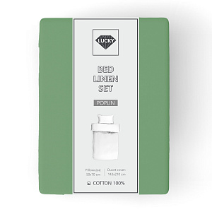 Комплект постельного белья 1,5сп LUCKY (пододеяльник, наволочка 50х70см-1шт) зеленый поплин хлопок 100% 000000000001216647