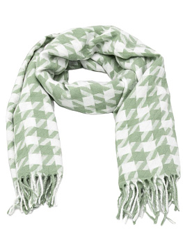 Палантин 70х180см орнамент гусиная лапка мятный полиэстер 000000000001229210