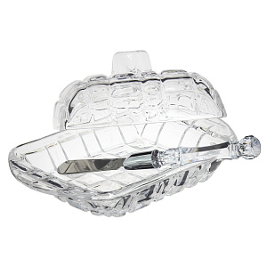 МАСЛЕНКА СТЕКЛЯННАЯ С НОЖОМ.РАЗМЕР=11,17 СМ  (КОР=18ШТ.) 000000000001060804