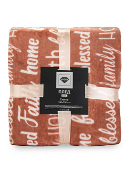 Плед 190x200см LUCKY Газета розовый флис полиэстер 000000000001219033