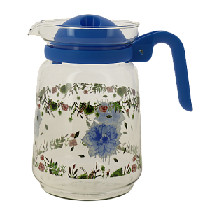 Кувшин 1.5л Хризантемы синяя крышка стекло Коралл G-888/G--888 BBL 000000000001197444