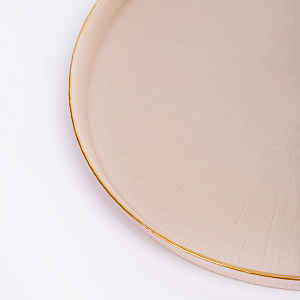 Блюдо сервировочное 26см GLASSCOM золотая кайма champagne стекло 000000000001213176