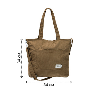 Сумка женская 34x34х7см бежевый вельвет/полиэстер 000000000001221754