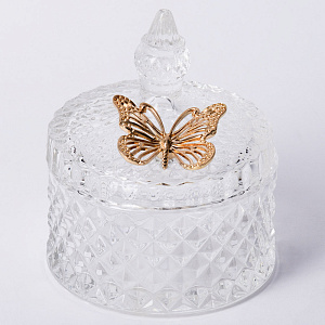 Шкатулка декоративная 10,5х13см Бабочка прозрачная стекло 000000000001210765