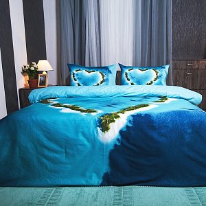 Комплект постельного белья 2спальное DE'NASTIA Сатин 3D Лагуна Наволочки 2шт ПУ C010383 000000000001116691