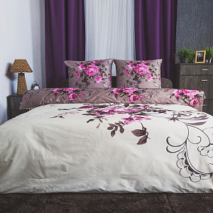 Комплект постельного белья евро DE'NASTIA Сатин Элегия (панно) 70x70см-2шт C010405 000000000001123876