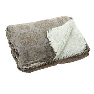 Плед DE'NASTIA 150х200см Жаккардовый 100%Полиэстер (бежевый, серый, коричневый) T110007 000000000001100821