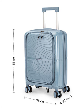 Чемодан на колесах S (36х22х55см) абстракция с дополнительным отделом серо-голубой PP 000000000001226564
