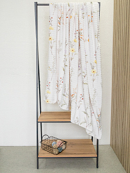 Плед 150x200см DE'NASTIA Цветы белый полиэстер 000000000001229897