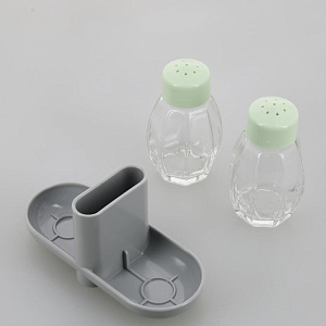 Набор диспенсеров для специй 45мл FACKELMANN ECOLUTION с держателем для зубочисток стекло биопластик 000000000001207719