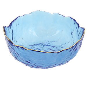 Салатник 17см/620мл LUCKY средний голубой с золотой каймой стекло 000000000001208543