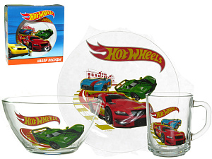 Набор посуды 1/3 салатник/кружка/тарелка в подарочной упаковке Хот Вилс Стекло Коралл PP-3HW 000000000001197536