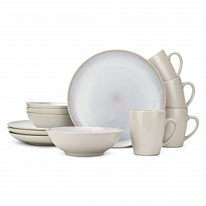 Набор столовой посуды 12 предметов белый перламутр керамика 000000000001219910