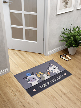 Коврик придверный 50x80см LUCKY Коты have a nice day коричневый полиэстер 000000000001211917