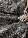Комплект постельного белья 1,5спальный DE'NASTIA (50x70см-2шт/под-145x210см/пр-150x215см) Пейсли полоска темно-серый/серый жатый хлопок 000000000001221445