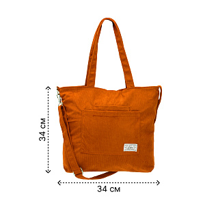 Сумка женская 34x34х7см терракот вельвет/полиэстер 000000000001221755