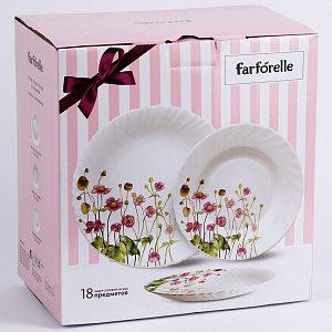 Набор столовой посуды 18 предметов FARFORELLE Полевые цветы стеклокерамика 000000000001211311