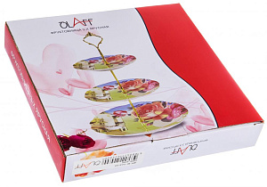 Этажерка-конфетница 3-х ярусная 15,5/18/23см Розы подарочная упаковка 000000000001181280