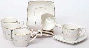 Набор кофейный фарфор 12шт (6 чашек 100мл + 6 блюдец) подарочная упаковка Нежность Balsford 179-01003 000000000001200574