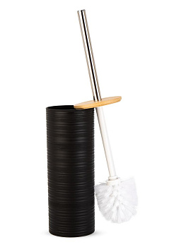 Ерш для унитаза 40,8х9см с подставкой черный полипропилен/бамбук 000000000001226617