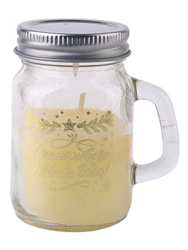 Новогодняя ароматизированная парафиновая свеча Кружки в шоубоксе, вылитая в стеклянной банке / 7.8х5х8.5см арт.78537 000000000001179742