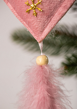 Декоративное украшение Звёздочка/Елочка/Сердечко 23см DARLENS перо розовый 000000000001209884